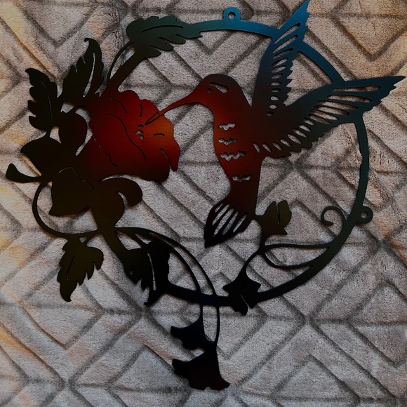 Hummingbird Metal Art Wall Hanging - Picture 1 of 4